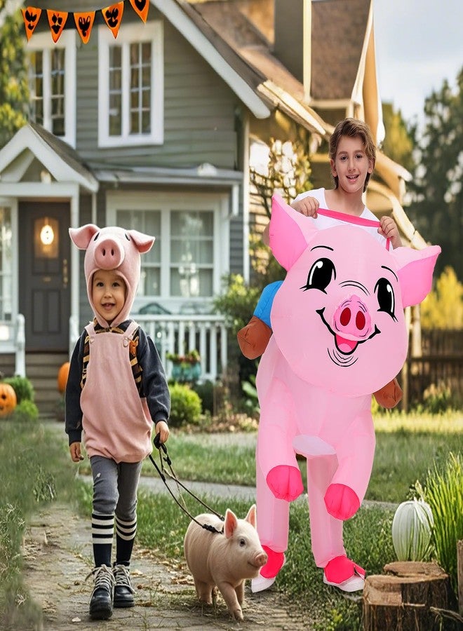 anroog زي خنزير قابل للنفخ للأطفال، زي تنكري للهالوين، زي خنزير قابل للنفخ للركوب، زي حيواني للبنات والأولاد، حفلة تنكرية - Image 5